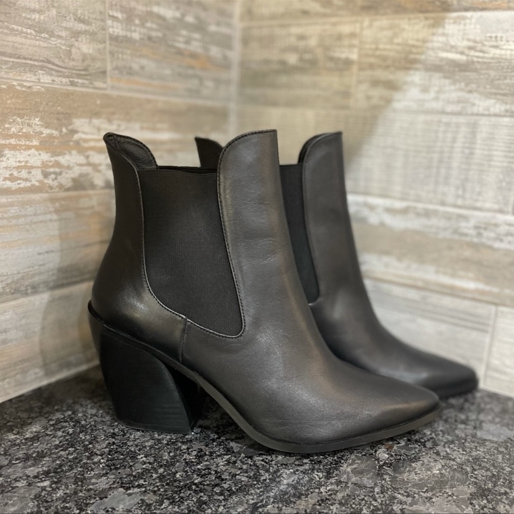 Steve Madden healed black ankle booties with pointed toe